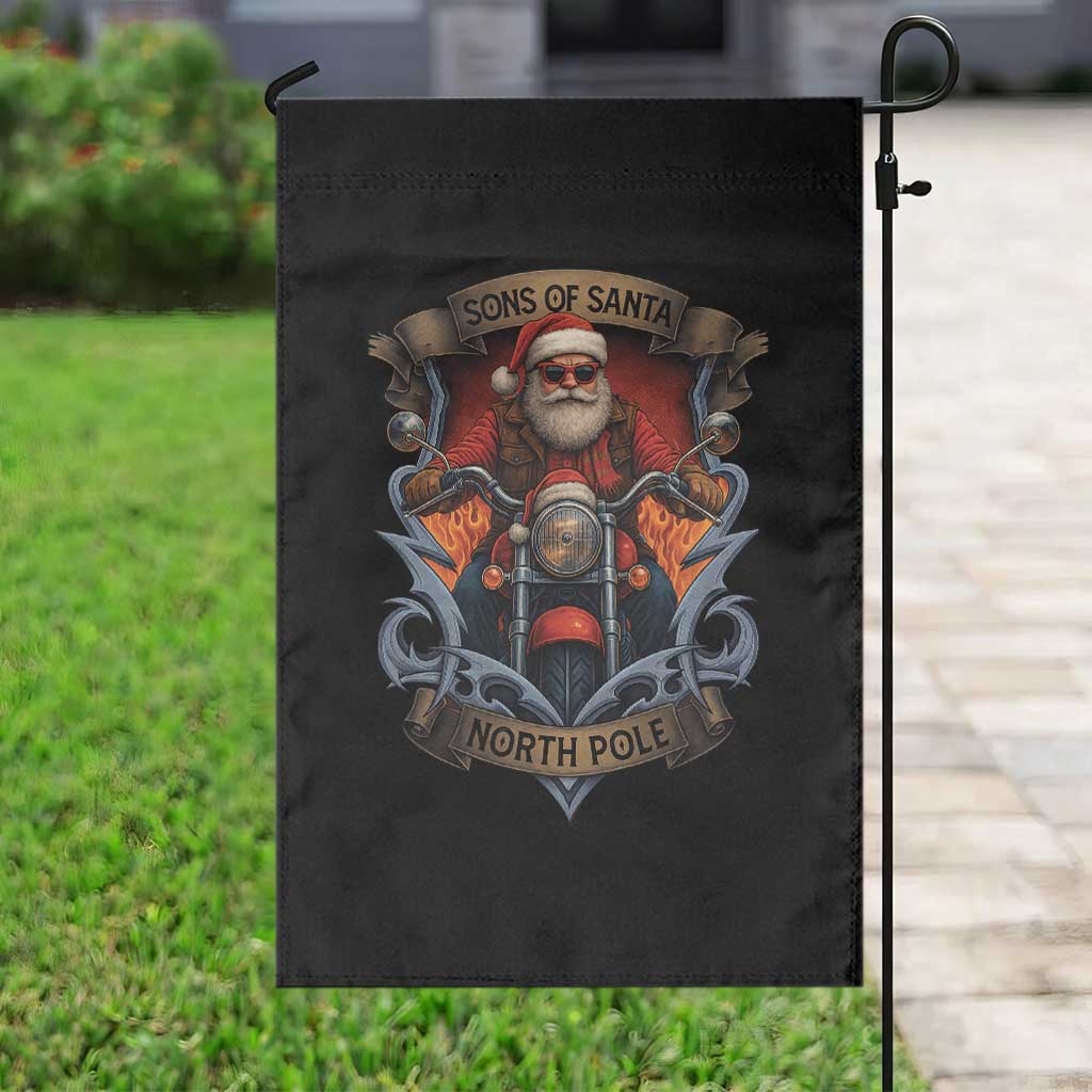 Funny Christmas Motorcycle Santa Garden Flag Sons Of Santa North Pole Xmas Biker TS11 Print Your Wear