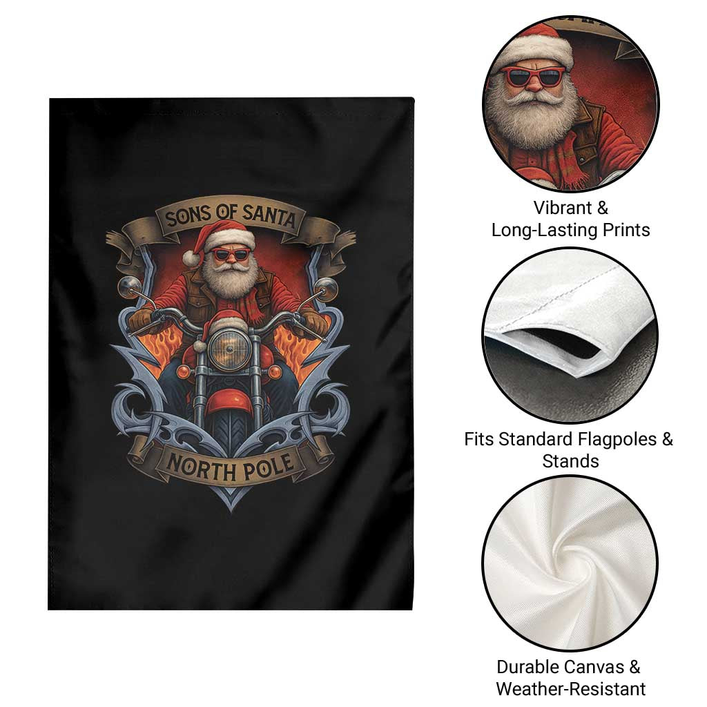 Funny Christmas Motorcycle Santa Garden Flag Sons Of Santa North Pole Xmas Biker TS11 Print Your Wear