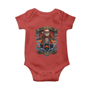 Funny Christmas Motorcycle Santa Baby Onesie Sons Of Santa North Pole Xmas Biker TS11 Red Print Your Wear