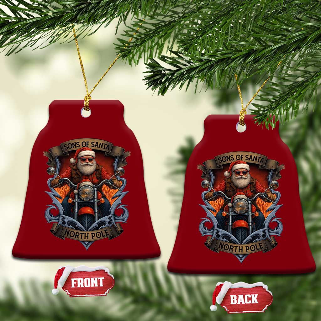 Funny Christmas Motorcycle Santa Ceramic Ornament Sons Of Santa North Pole Xmas Biker TS11 Print Your Wear