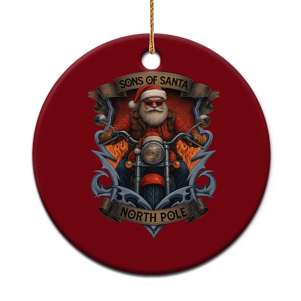 Funny Christmas Motorcycle Santa Ceramic Ornament Sons Of Santa North Pole Xmas Biker TS11 1pc Red Print Your Wear