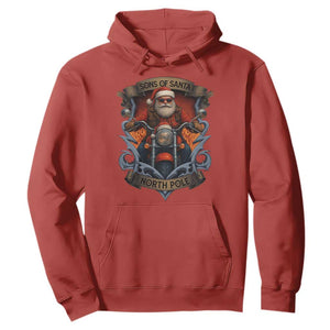 Funny Christmas Motorcycle Santa Hoodie Sons Of Santa North Pole Xmas Biker TS11 Red Print Your Wear