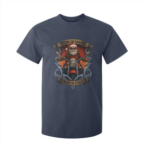 Funny Christmas Motorcycle Santa T Shirt For Kid Sons Of Santa North Pole Xmas Biker TS11 Navy Print Your Wear