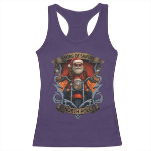 Funny Christmas Motorcycle Santa Racerback Tank Top Sons Of Santa North Pole Xmas Biker TS11 Purple Print Your Wear