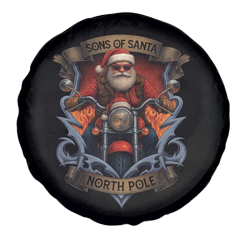 Funny Christmas Motorcycle Santa Spare Tire Cover Sons Of Santa North Pole Xmas Biker TS11 Print Your Wear