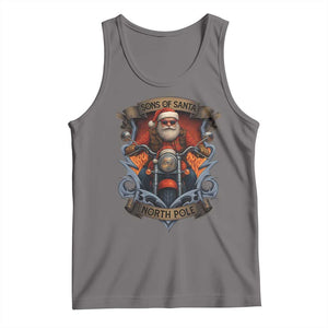 Funny Christmas Motorcycle Santa Tank Top Sons Of Santa North Pole Xmas Biker TS11 Deep Heather Print Your Wear