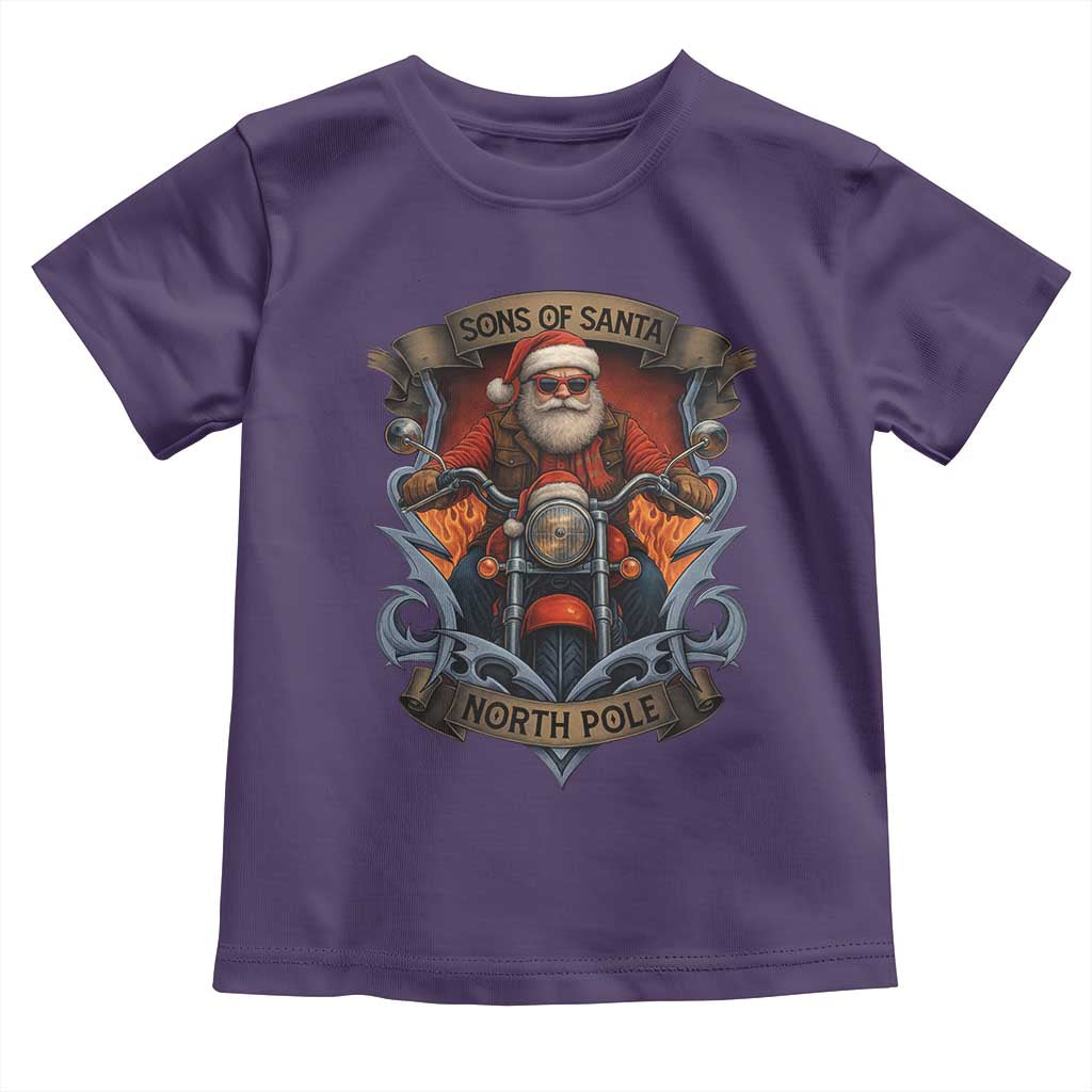 Funny Christmas Motorcycle Santa Toddler T Shirt Sons Of Santa North Pole Xmas Biker TS11 Purple Print Your Wear