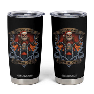 Funny Christmas Motorcycle Santa Tumbler Cup Sons Of Santa North Pole Xmas Biker TS11 Black Print Your Wear