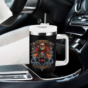 Funny Christmas Motorcycle Santa Tumbler With Handle Sons Of Santa North Pole Xmas Biker TS11 Print Your Wear