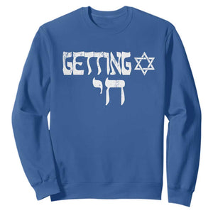 Funny Hebrew Sweatshirt Getting Chai Jewish Vintage David Star TS11 Royal Blue Print Your Wear