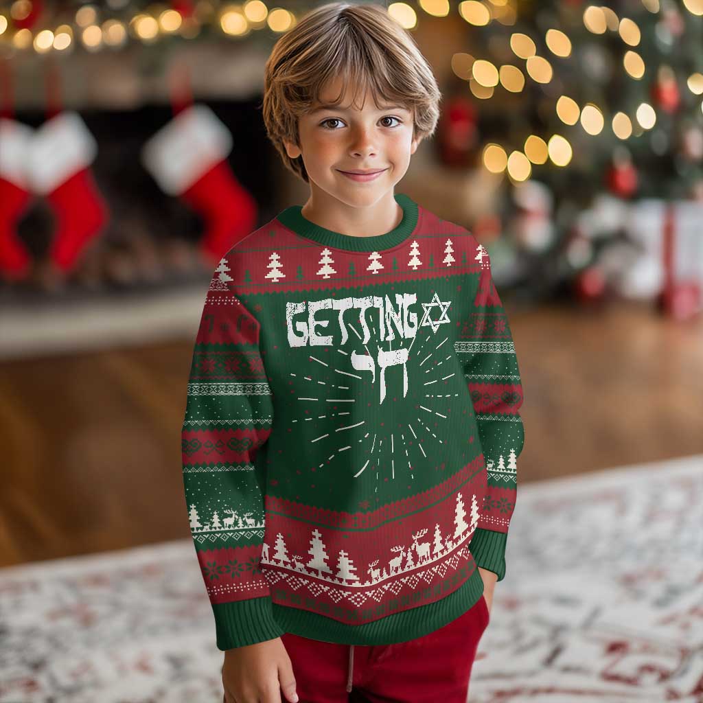 Funny Hebrew Ugly Christmas Sweater Getting Chai Jewish Vintage David Star TS11 Christmas Print Your Wear