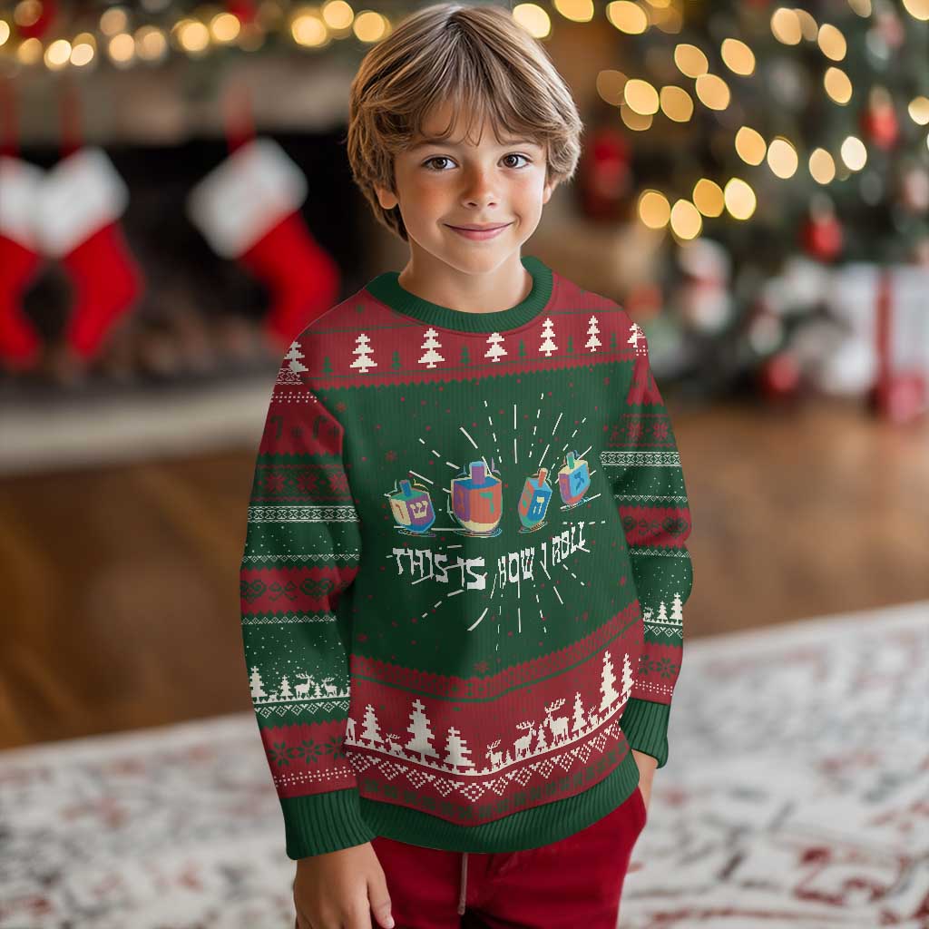 Funny Hanukkah Ugly Christmas Sweater This Is How I Roll Dreidel Chanukah Jew TS11 Christmas Print Your Wear
