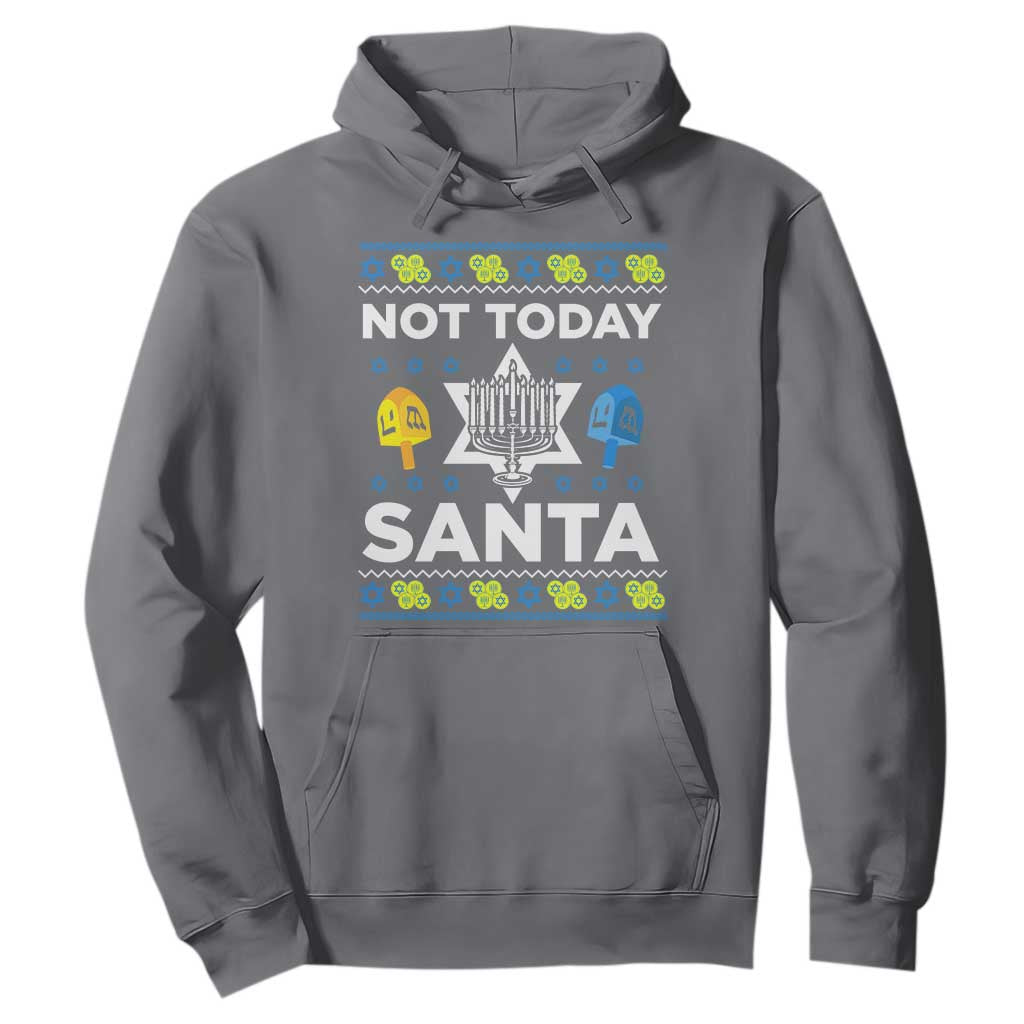 Funny Jewish Hanukkah Hoodie Not Today Santa Hebrew David Star TS11 Charcoal Print Your Wear