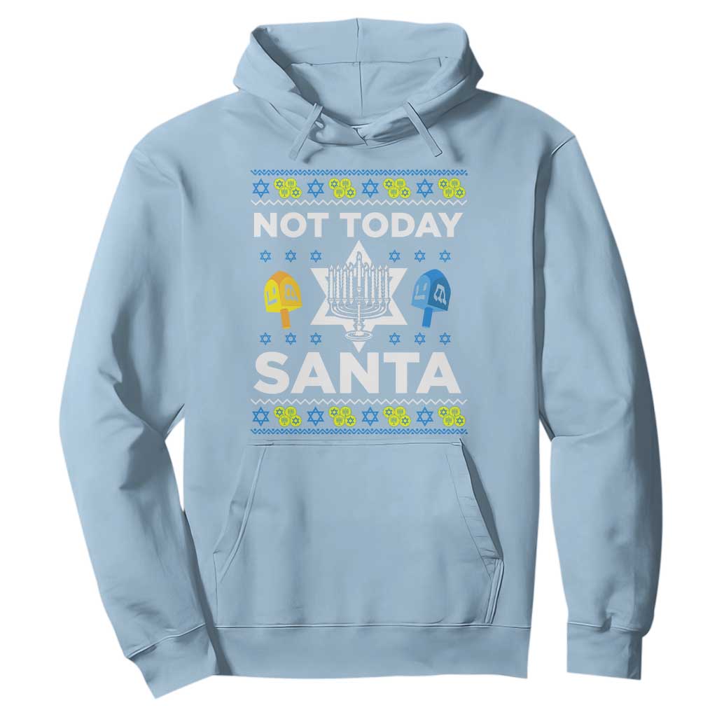 Funny Jewish Hanukkah Hoodie Not Today Santa Hebrew David Star TS11 Light Blue Print Your Wear