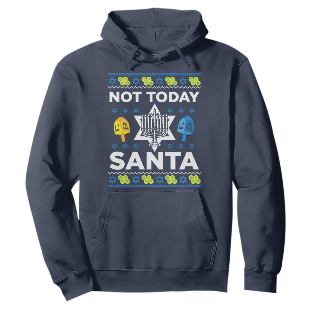 Funny Jewish Hanukkah Hoodie Not Today Santa Hebrew David Star TS11 Navy Print Your Wear