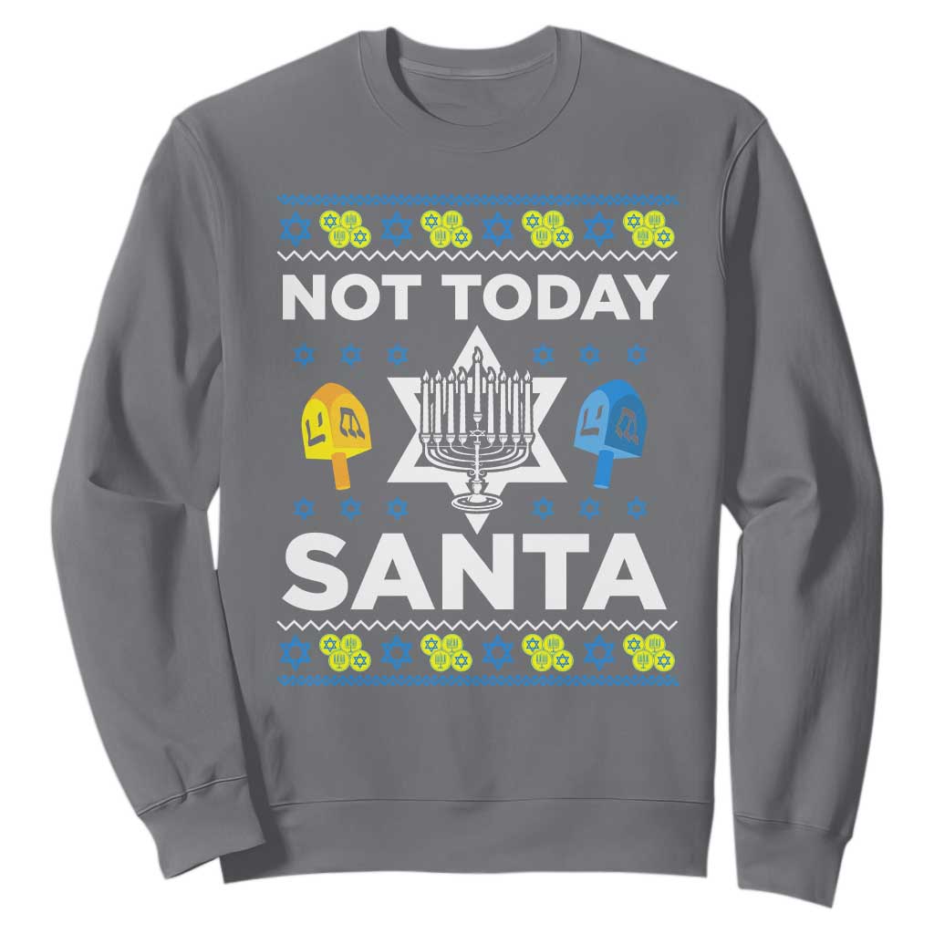 Funny Jewish Hanukkah Sweatshirt Not Today Santa Hebrew David Star TS11 Charcoal Print Your Wear