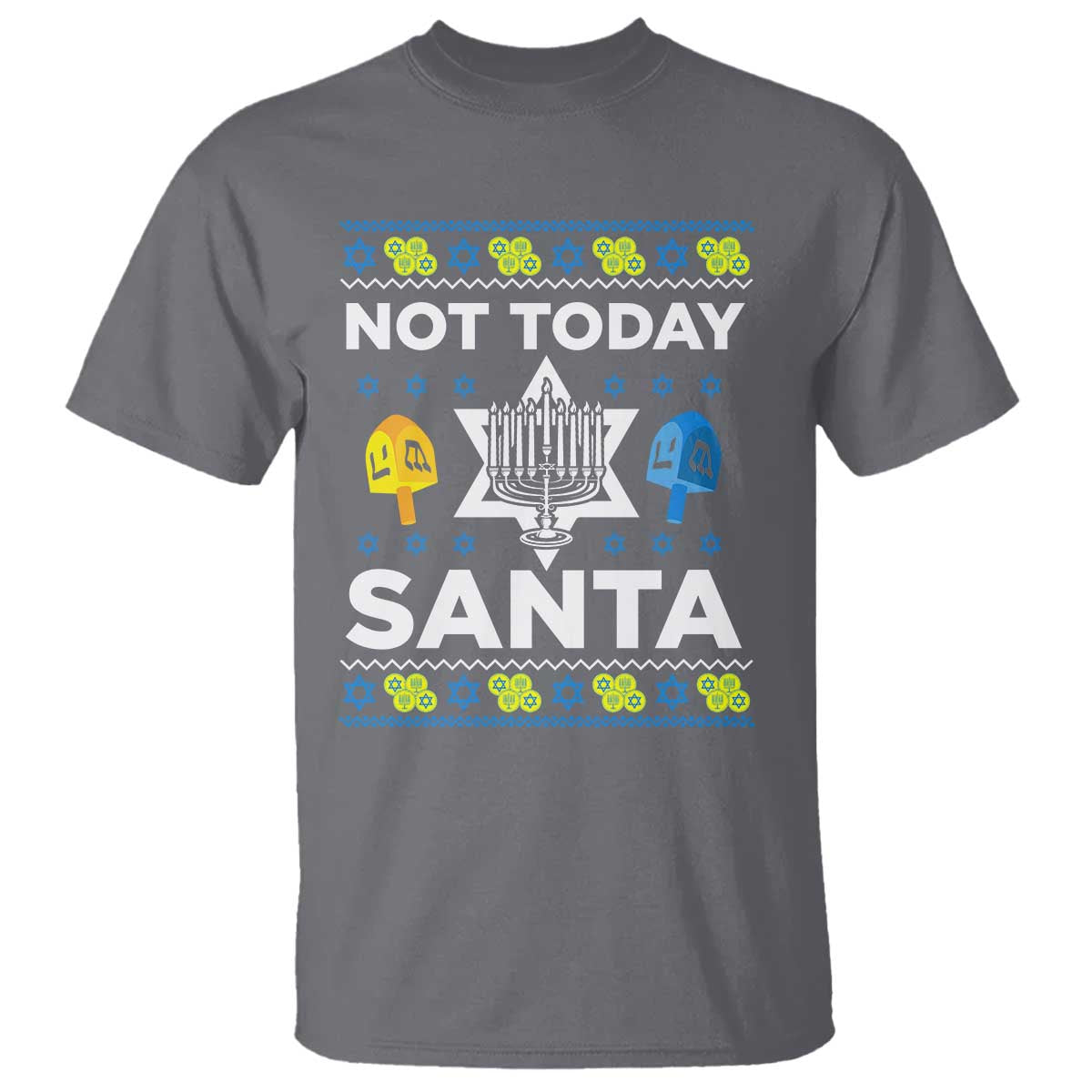 Funny Jewish Hanukkah T Shirt Not Today Santa Hebrew David Star TS11 Charcoal Print Your Wear