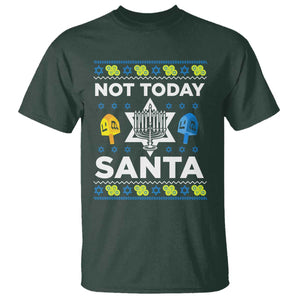 Funny Jewish Hanukkah T Shirt Not Today Santa Hebrew David Star TS11 Dark Forest Green Print Your Wear