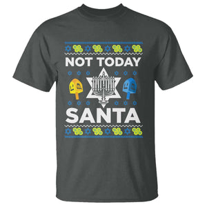 Funny Jewish Hanukkah T Shirt Not Today Santa Hebrew David Star TS11 Dark Heather Print Your Wear