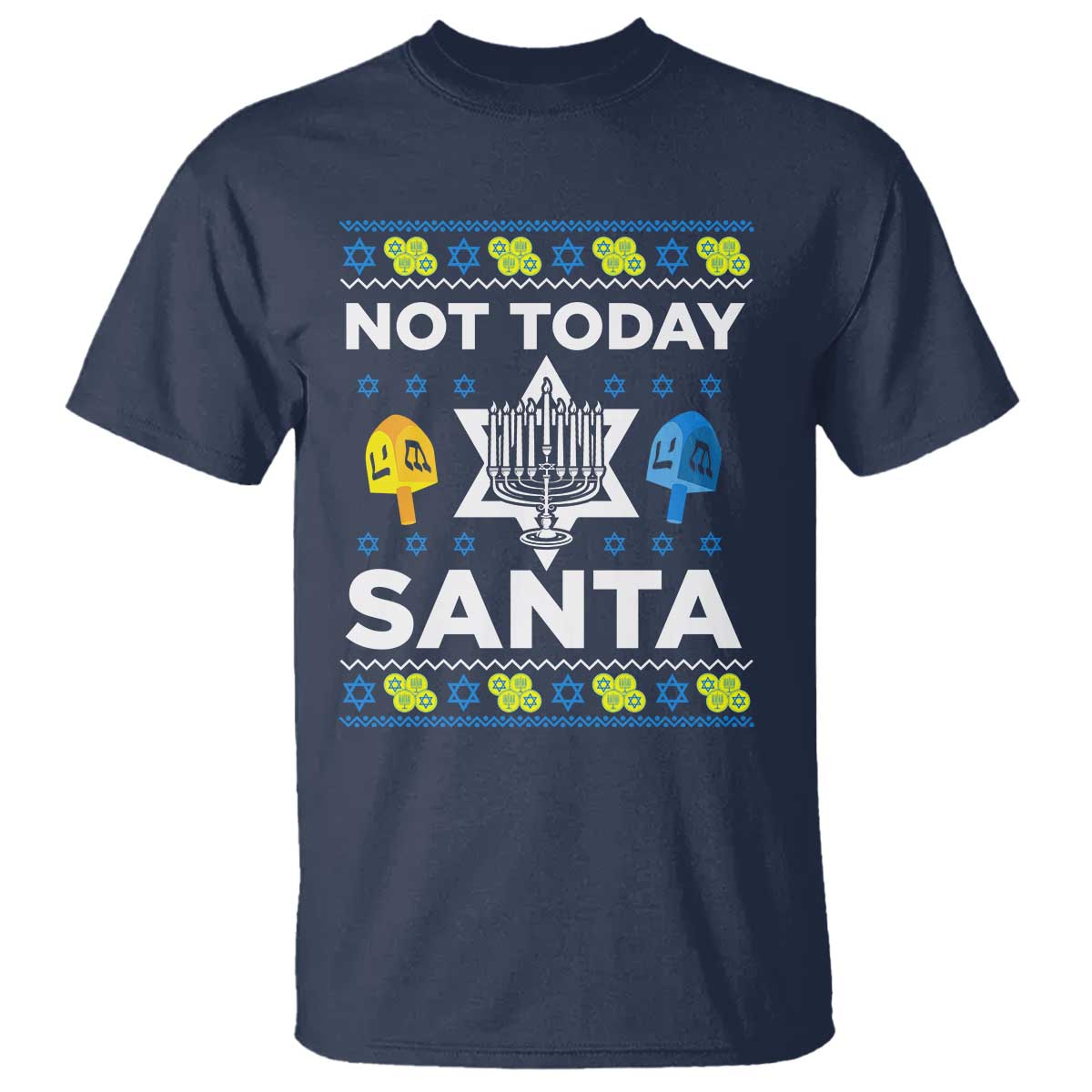 Funny Jewish Hanukkah T Shirt Not Today Santa Hebrew David Star TS11 Navy Print Your Wear