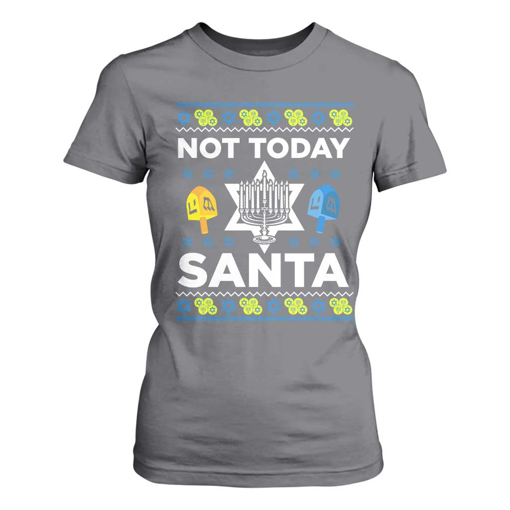 Funny Jewish Hanukkah T Shirt For Women Not Today Santa Hebrew David Star TS11 Charcoal Print Your Wear
