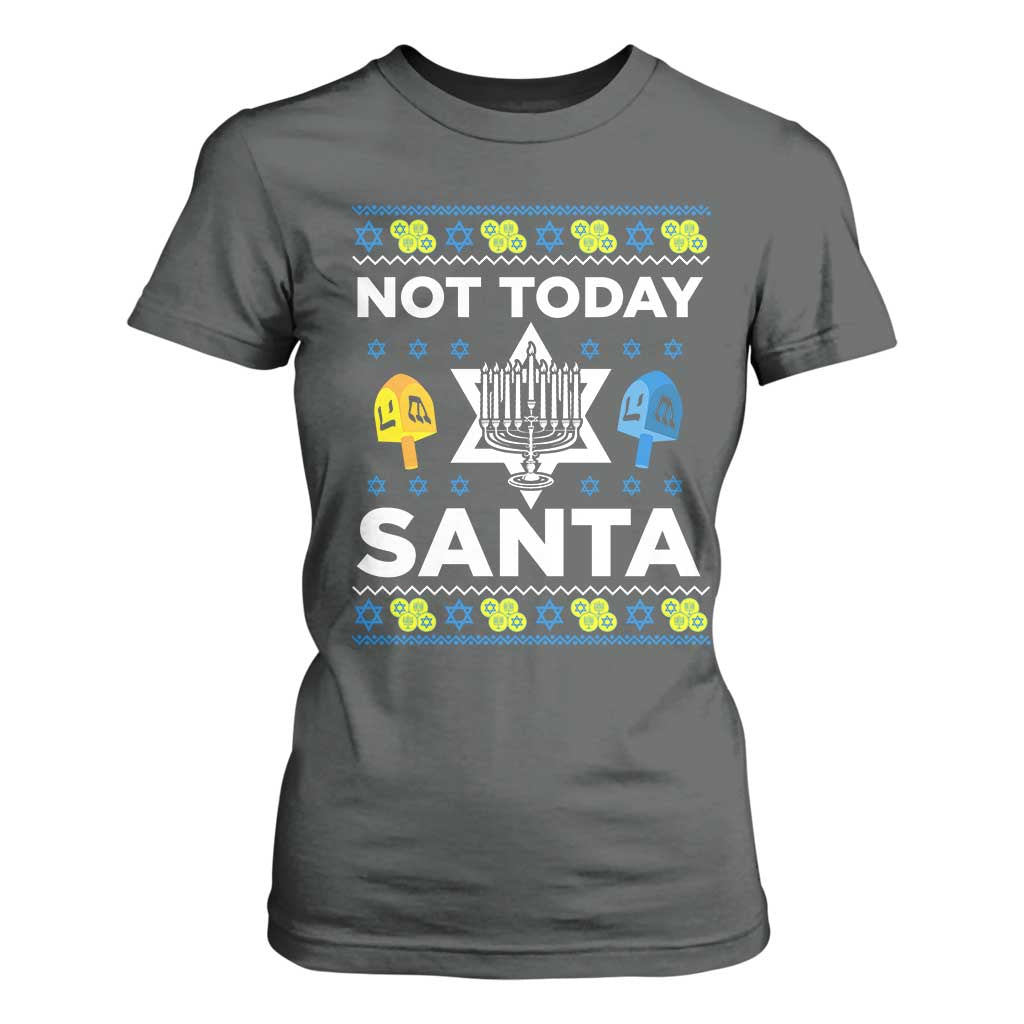 Funny Jewish Hanukkah T Shirt For Women Not Today Santa Hebrew David Star TS11 Dark Heather Print Your Wear