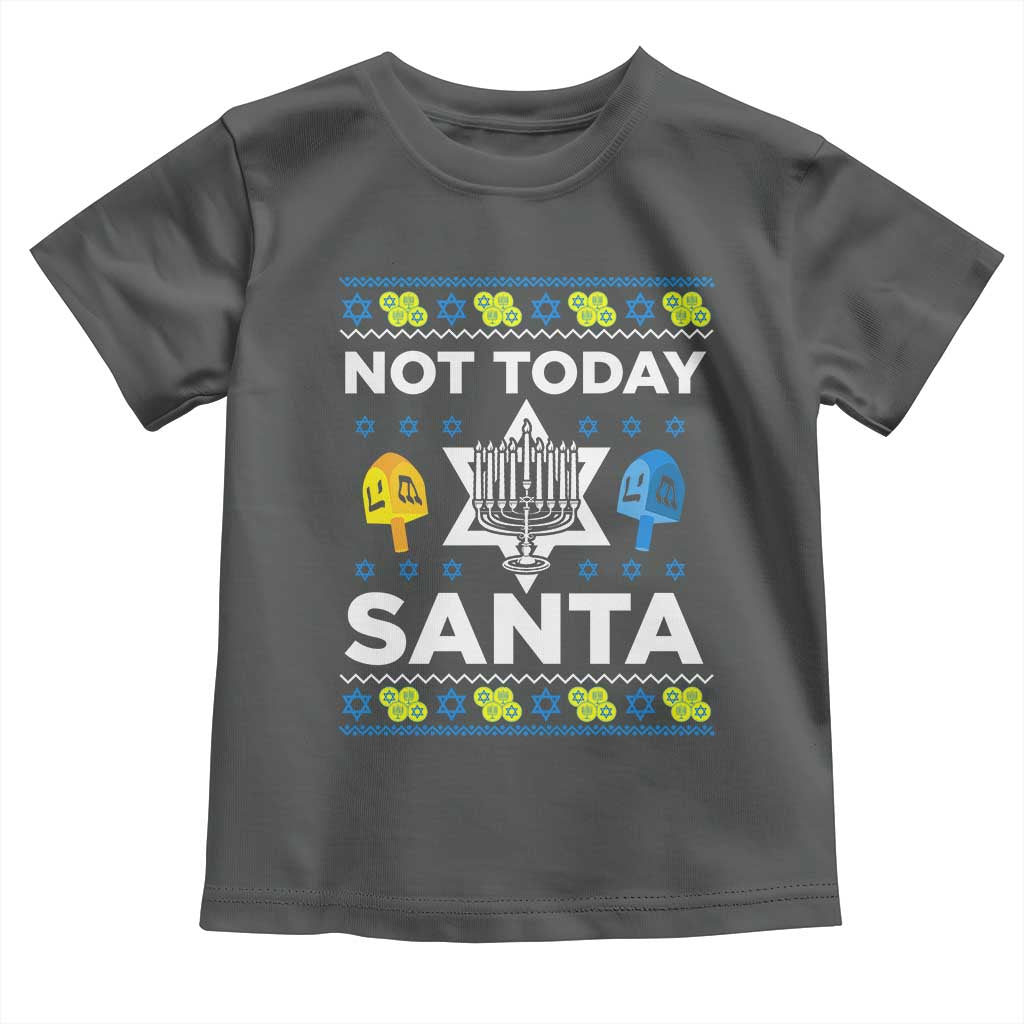 Funny Jewish Hanukkah Toddler T Shirt Not Today Santa Hebrew David Star TS11 Dark Heather Print Your Wear