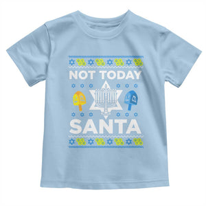 Funny Jewish Hanukkah Toddler T Shirt Not Today Santa Hebrew David Star TS11 Light Blue Print Your Wear