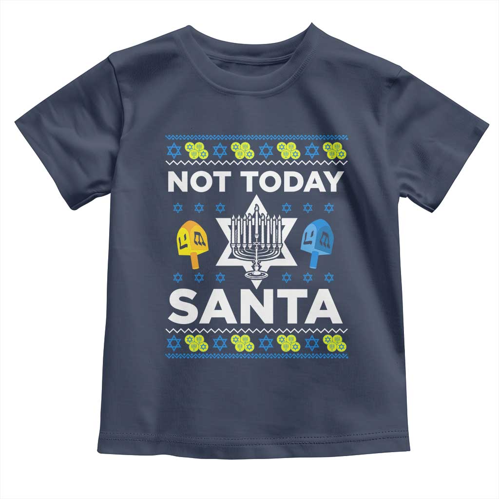 Funny Jewish Hanukkah Toddler T Shirt Not Today Santa Hebrew David Star TS11 Navy Print Your Wear