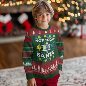 Funny Jewish Hanukkah Ugly Christmas Sweater Not Today Santa Hebrew David Star TS11 Christmas Print Your Wear