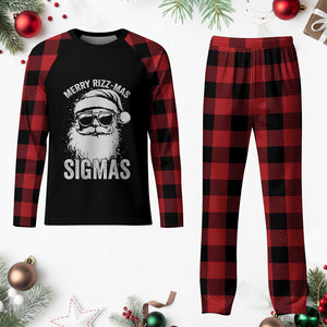 Funny Xmas Santa Plaid Pajama Set Merry Rizzmas Sigmas Charisma Rizz Santa Claus TS11 Buffalo Plaid Print Your Wear