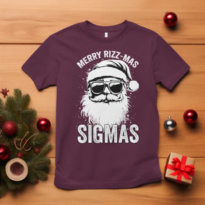 Funny Christmas Santa T Shirt Merry Rizzmas Sigmas Charisma Rizz Santa Claus TS11 Maroon Print Your Wear