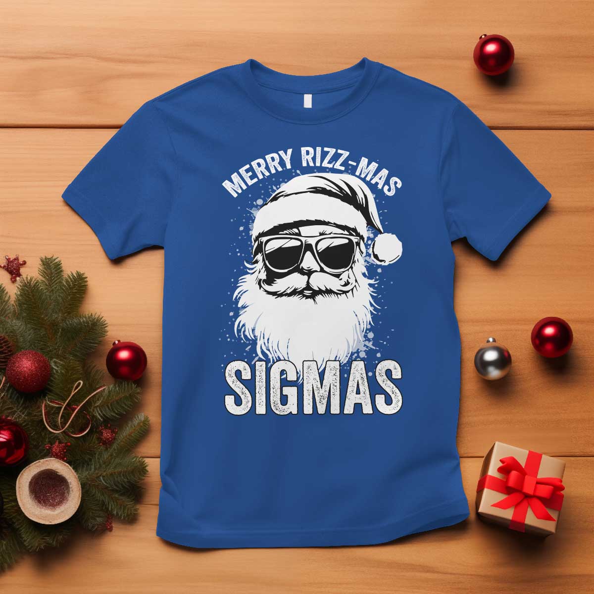 Funny Christmas Santa T Shirt Merry Rizzmas Sigmas Charisma Rizz Santa Claus TS11 Royal Blue Print Your Wear