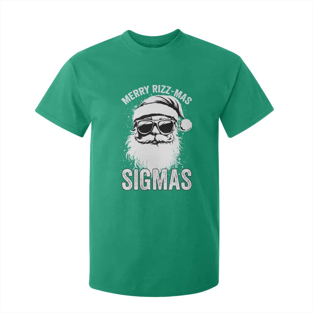 Funny Christmas Santa T Shirt For Kid Merry Rizzmas Sigmas Charisma Rizz Santa Claus TS11 Irish Green Print Your Wear