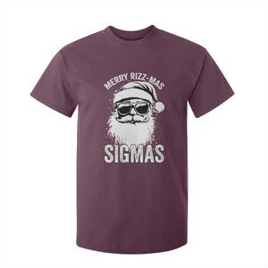 Funny Christmas Santa T Shirt For Kid Merry Rizzmas Sigmas Charisma Rizz Santa Claus TS11 Maroon Print Your Wear