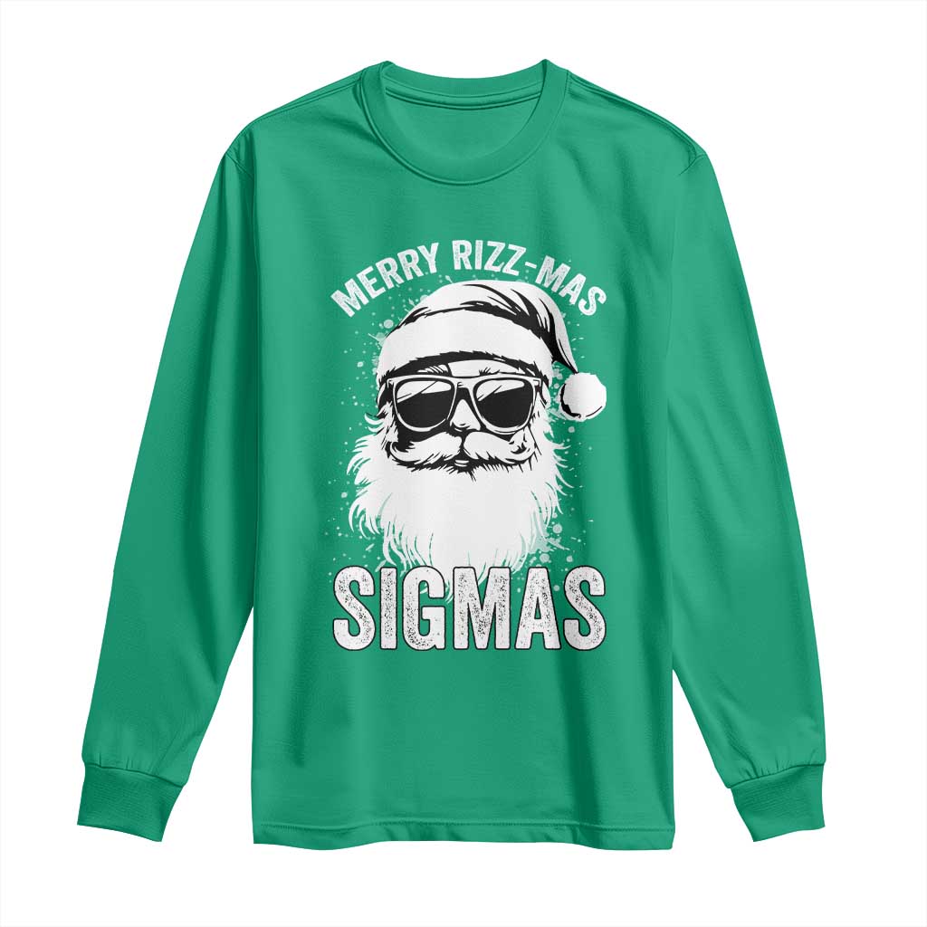 Funny Christmas Santa Long Sleeve Shirt Merry Rizzmas Sigmas Charisma Rizz Santa Claus TS11 Irish Green Print Your Wear