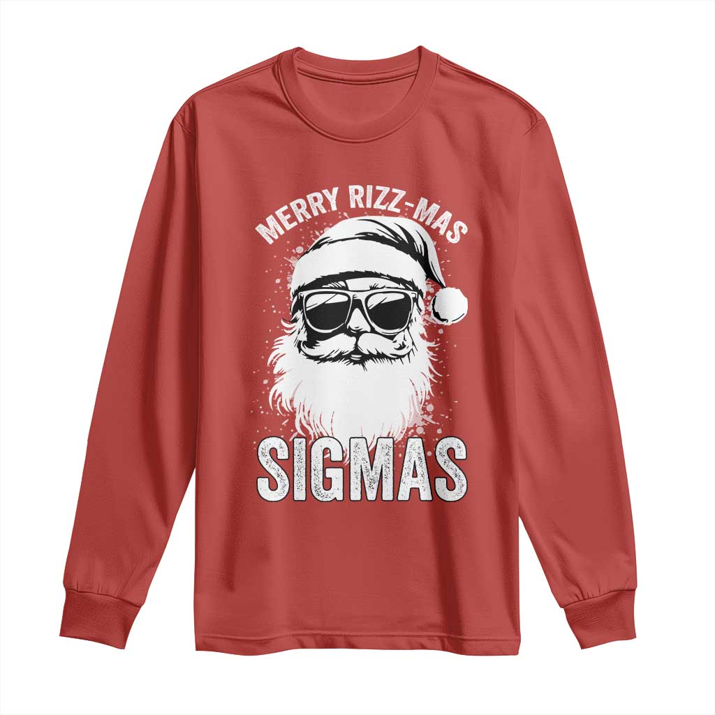 Funny Christmas Santa Long Sleeve Shirt Merry Rizzmas Sigmas Charisma Rizz Santa Claus TS11 Red Print Your Wear