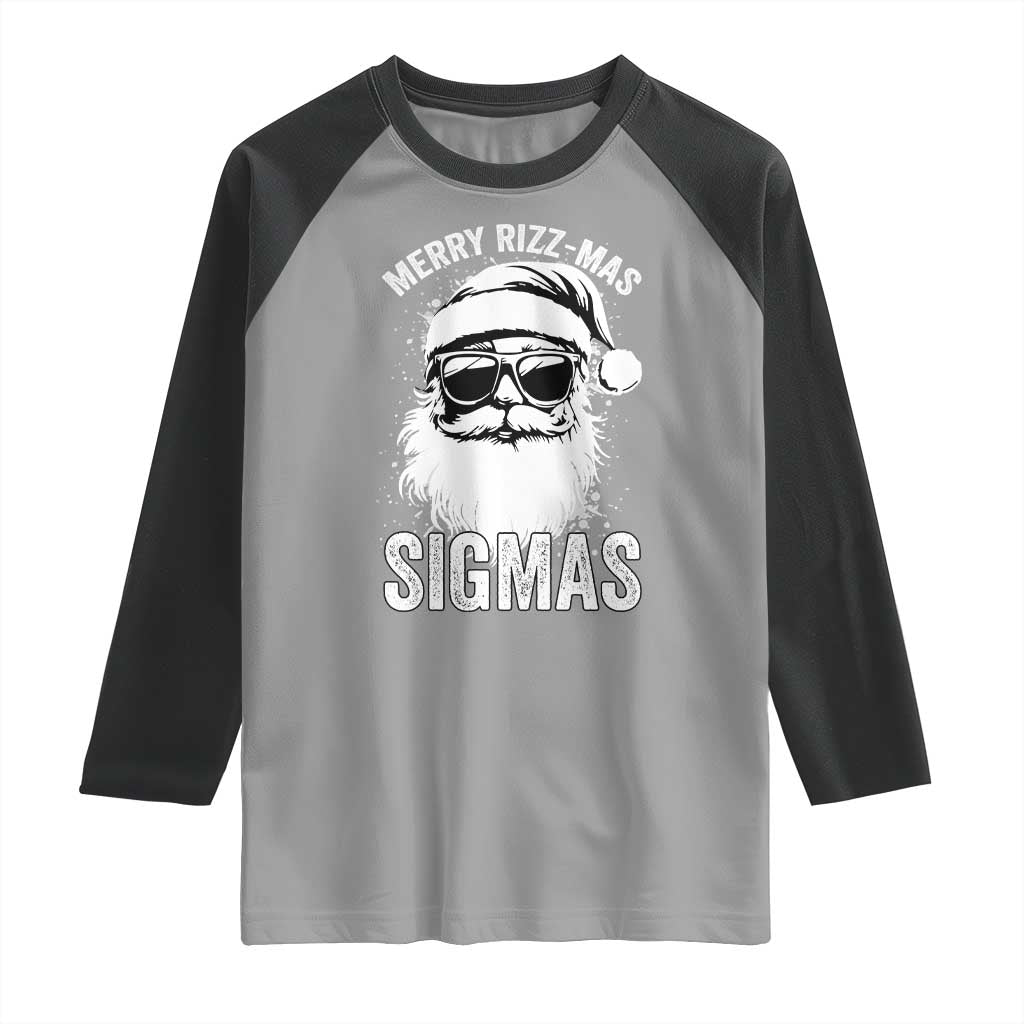 Funny Christmas Santa Raglan Shirt Merry Rizzmas Sigmas Charisma Rizz Santa Claus TS11 Sport Gray Black Print Your Wear