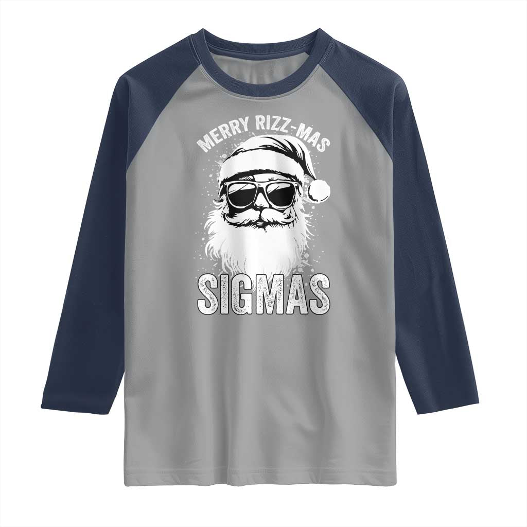 Funny Christmas Santa Raglan Shirt Merry Rizzmas Sigmas Charisma Rizz Santa Claus TS11 Sport Gray Navy Print Your Wear