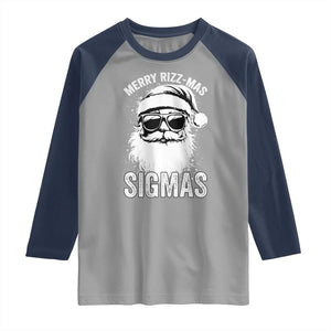 Funny Christmas Santa Raglan Shirt Merry Rizzmas Sigmas Charisma Rizz Santa Claus TS11 Sport Gray Navy Print Your Wear
