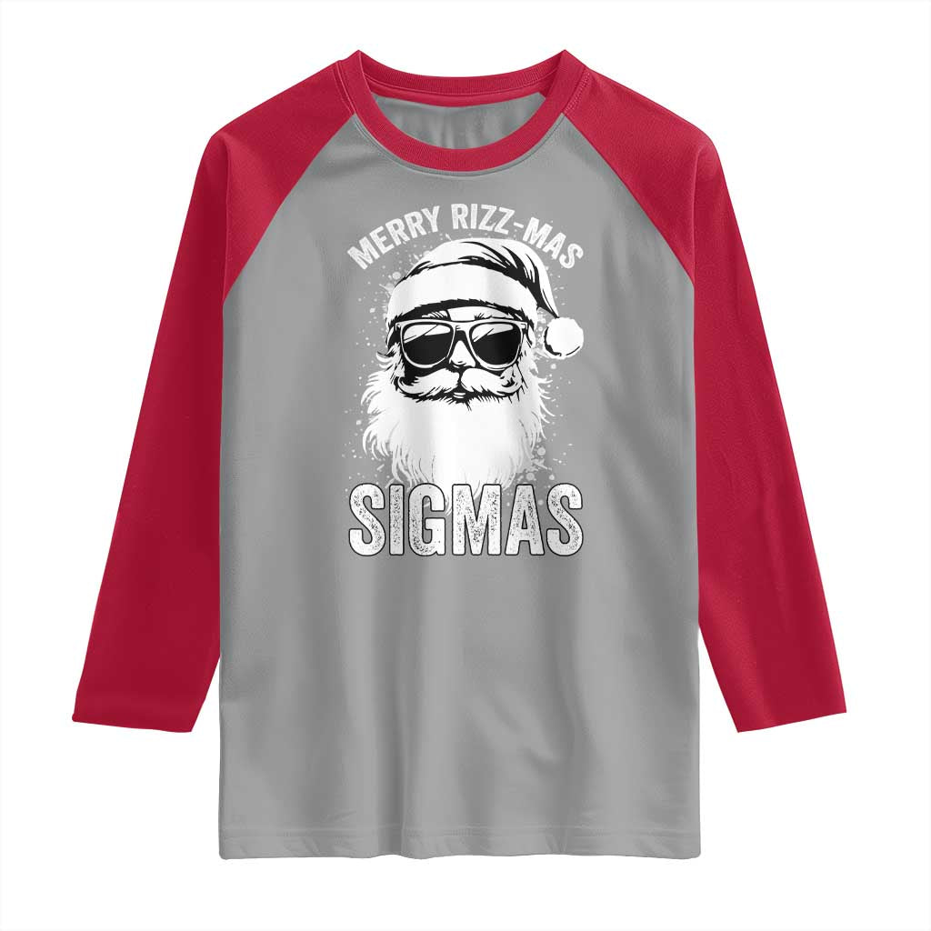 Funny Christmas Santa Raglan Shirt Merry Rizzmas Sigmas Charisma Rizz Santa Claus TS11 Sport Gray Red Print Your Wear