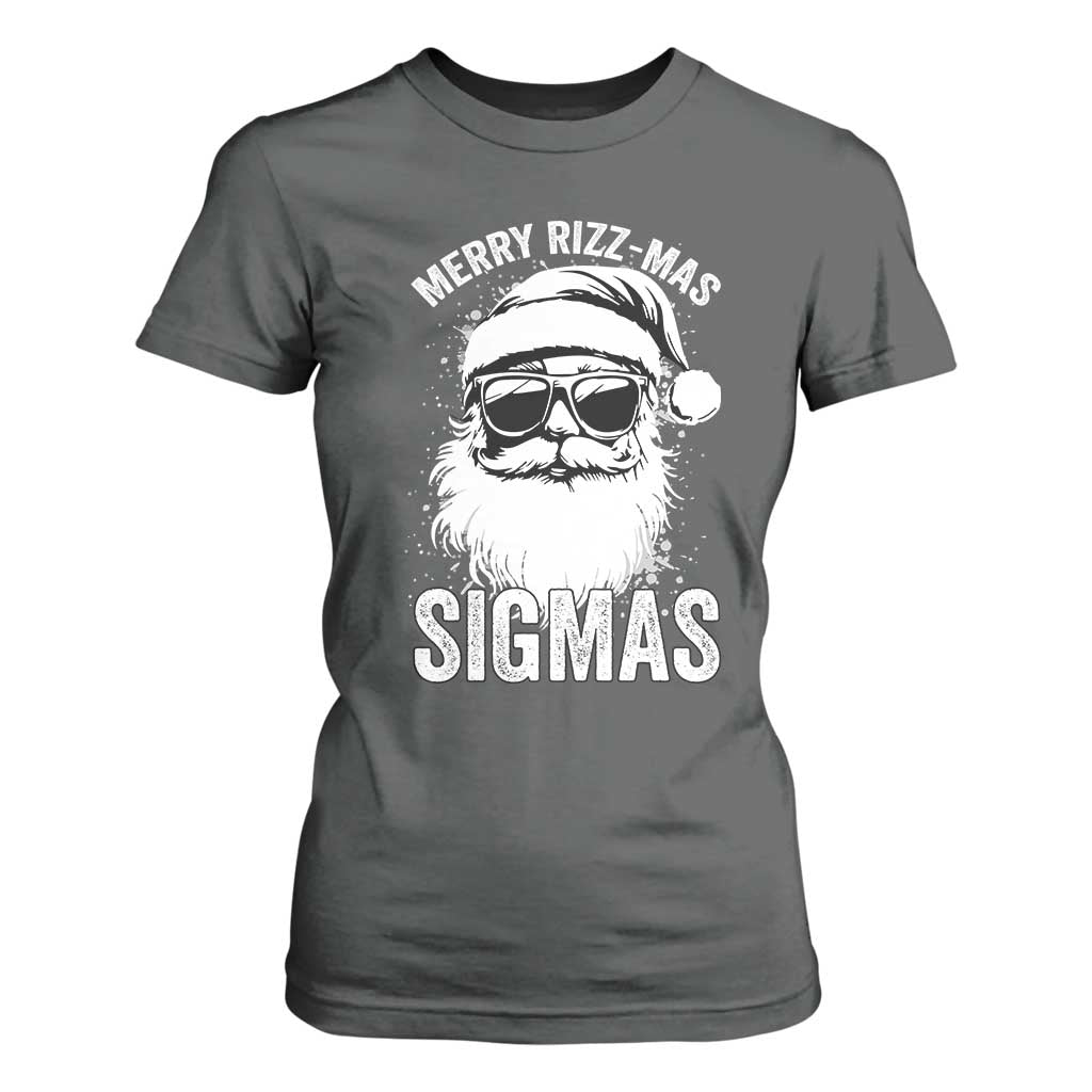 Funny Christmas Santa T Shirt For Women Merry Rizzmas Sigmas Charisma Rizz Santa Claus TS11 Dark Heather Print Your Wear