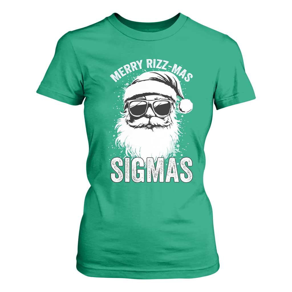 Funny Christmas Santa T Shirt For Women Merry Rizzmas Sigmas Charisma Rizz Santa Claus TS11 Irish Green Print Your Wear