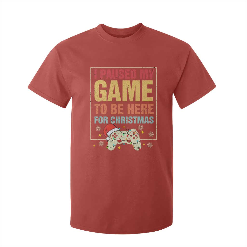 Funny Christmas Gaming T Shirt For Kid I Paused My Game To Be Here For Christmas TS11 Red Print Your Wear