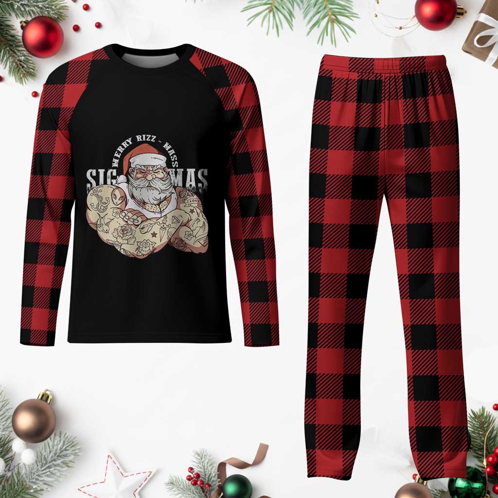 Funny Xmas Santa Plaid Pajama Set Merry Rizzmas Sigmas Charisma Rizz Santa TS11 Buffalo Plaid Print Your Wear