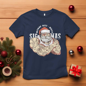 Funny Christmas Santa T Shirt Merry Rizzmas Sigmas Charisma Rizz Santa TS11 Navy Print Your Wear