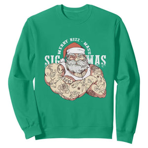 Funny Christmas Santa Sweatshirt Merry Rizzmas Sigmas Charisma Rizz Santa TS11 Irish Green Print Your Wear