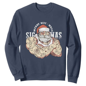 Funny Christmas Santa Sweatshirt Merry Rizzmas Sigmas Charisma Rizz Santa TS11 Navy Print Your Wear