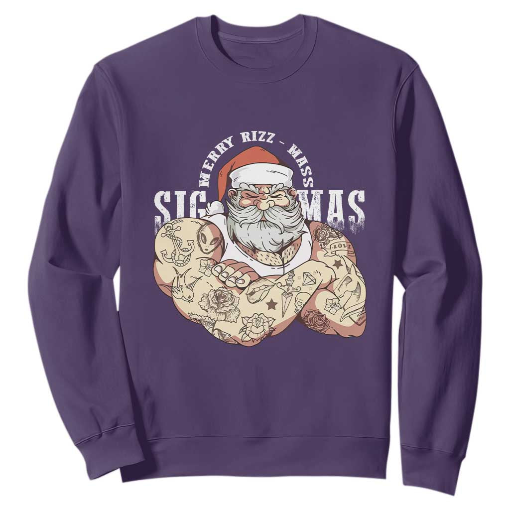Funny Christmas Santa Sweatshirt Merry Rizzmas Sigmas Charisma Rizz Santa TS11 Purple Print Your Wear