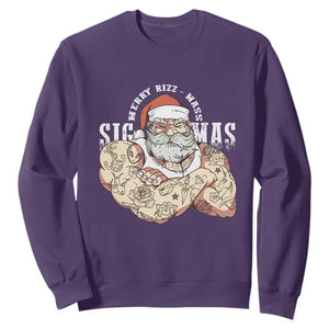 Funny Christmas Santa Sweatshirt Merry Rizzmas Sigmas Charisma Rizz Santa TS11 Purple Print Your Wear